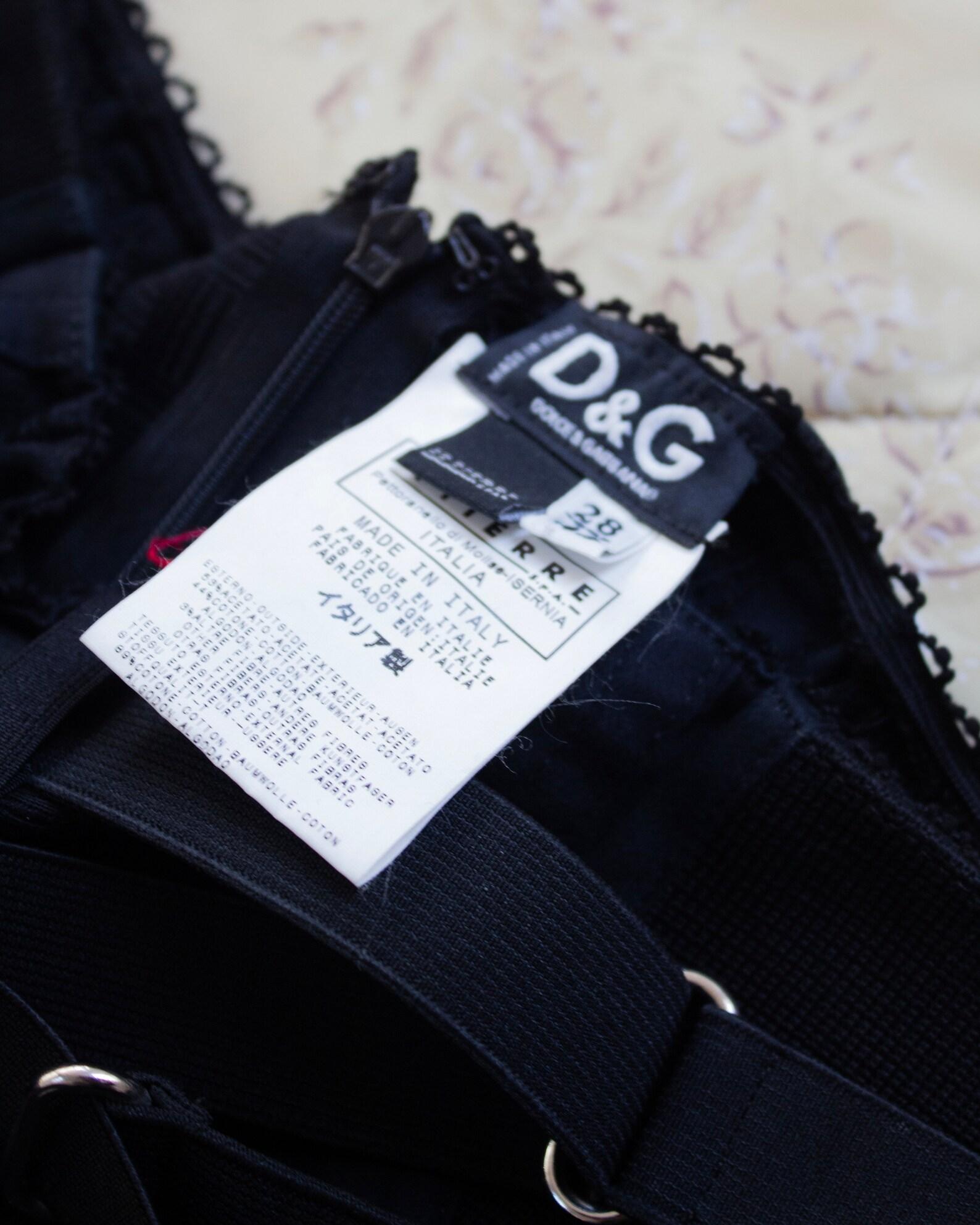 D&G f/w 2003 black patterned cotton and acetate bondage strap corseted skirt  In Good Condition For Sale In Milano, IT