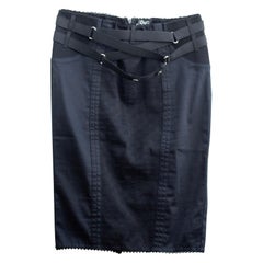 D&G f/w 2003 black patterned cotton and acetate bondage strap corseted skirt