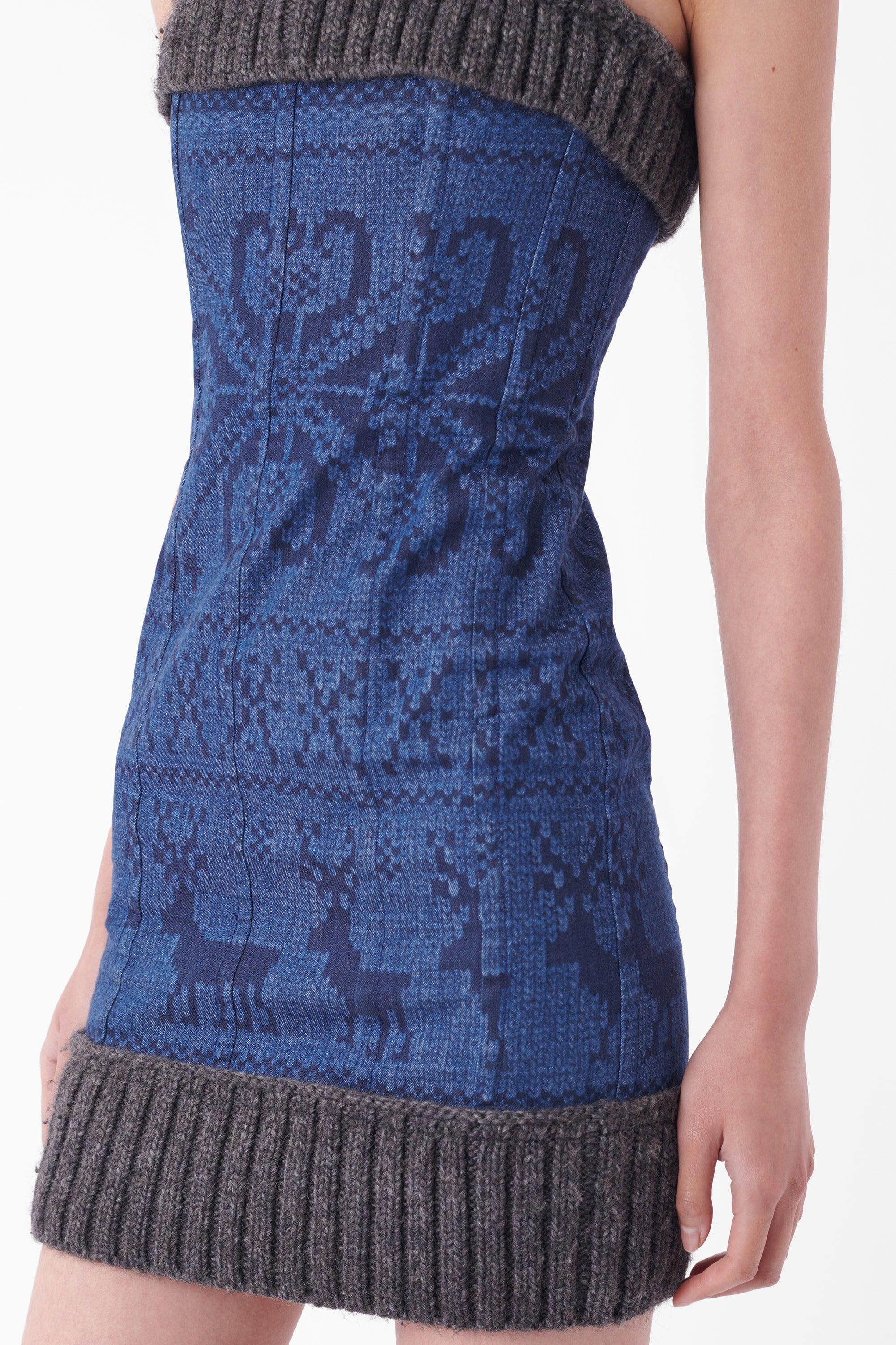 Gray D&G F/W 2010 Runway Denim Knit Mini Dress For Sale