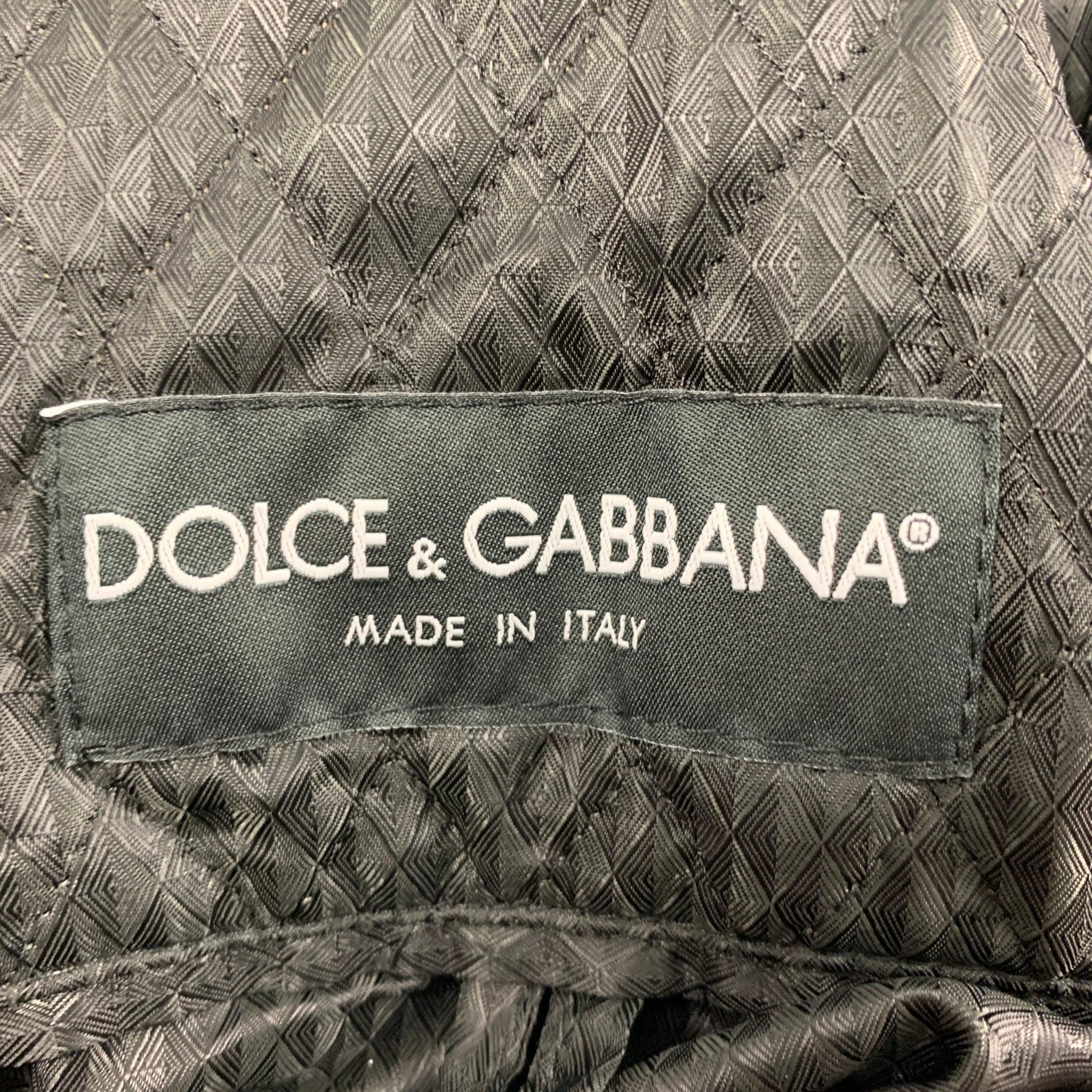 D&G Fall 2014 Norman Kings Size 38 Black Wool Silk Catheral Print Parka Coat 4