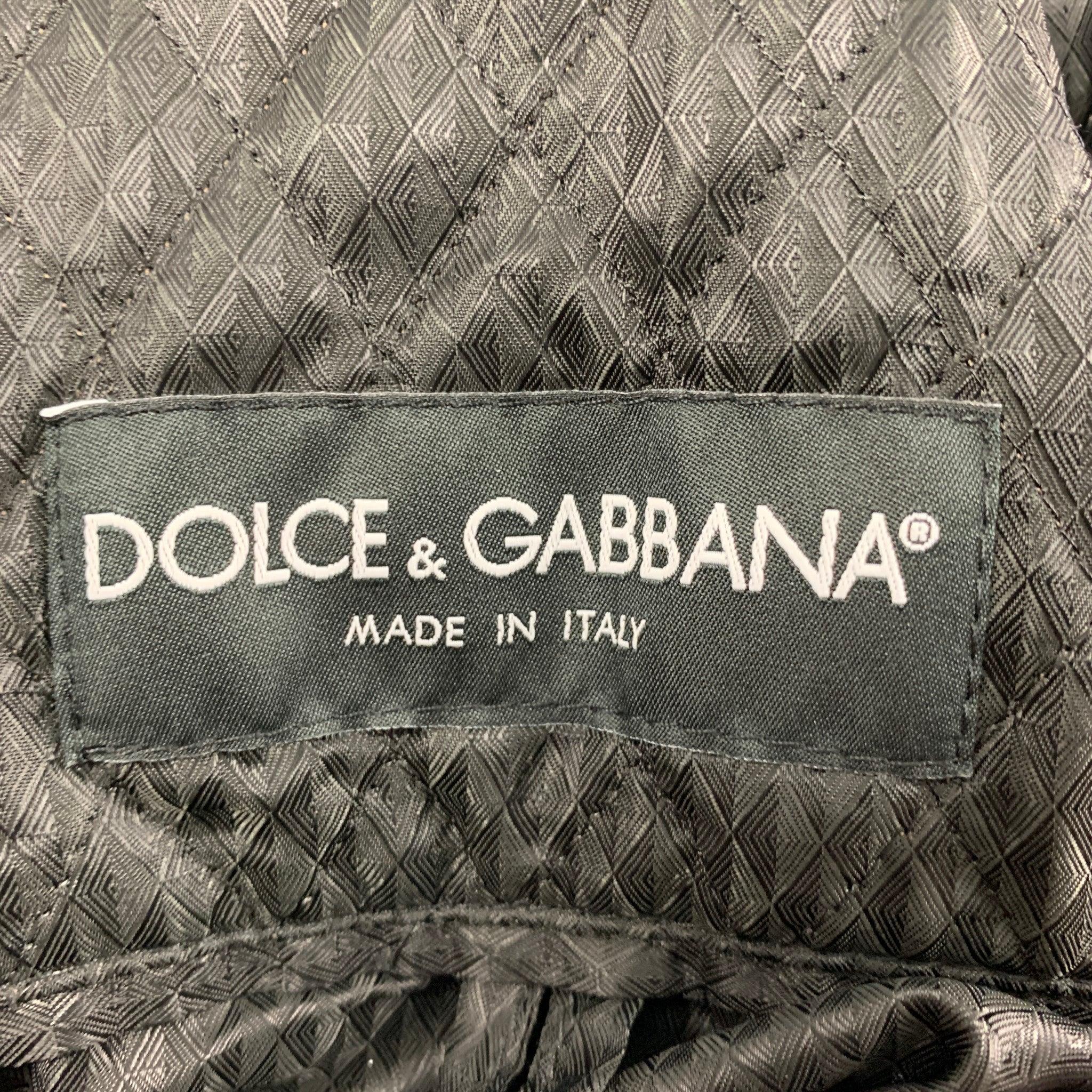 D&G Fall 2014 Norman Kings Size 38 Black Wool Silk Catheral Print Parka Coat For Sale 4