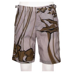 D&G Floral Printed Beachwear Nylon Swim Board Shorts Gray Brown 3 / S
