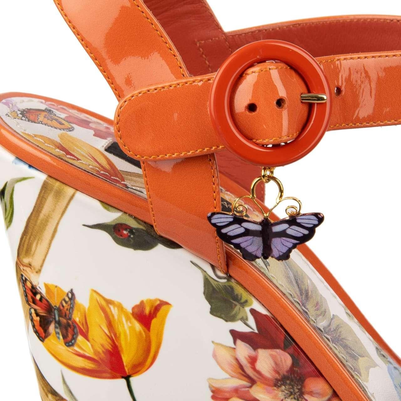 D&G Flower Platform Sandals BIANCA with Butterfly Orange White EUR 35 In Excellent Condition For Sale In Erkrath, DE