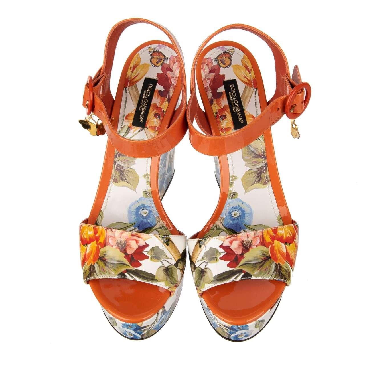 D&G Flower Platform Sandals BIANCA with Butterfly Orange White EUR 35 For Sale 4