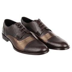 D&G Formal Patchwork Leather Derby Shoes NAPOLI Brown Bronze 44 UK 10 US 11