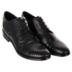 D&G Formal Patchwork Lizard Leather Derby Shoes NAPOLI Black 44 UK 10 US 11