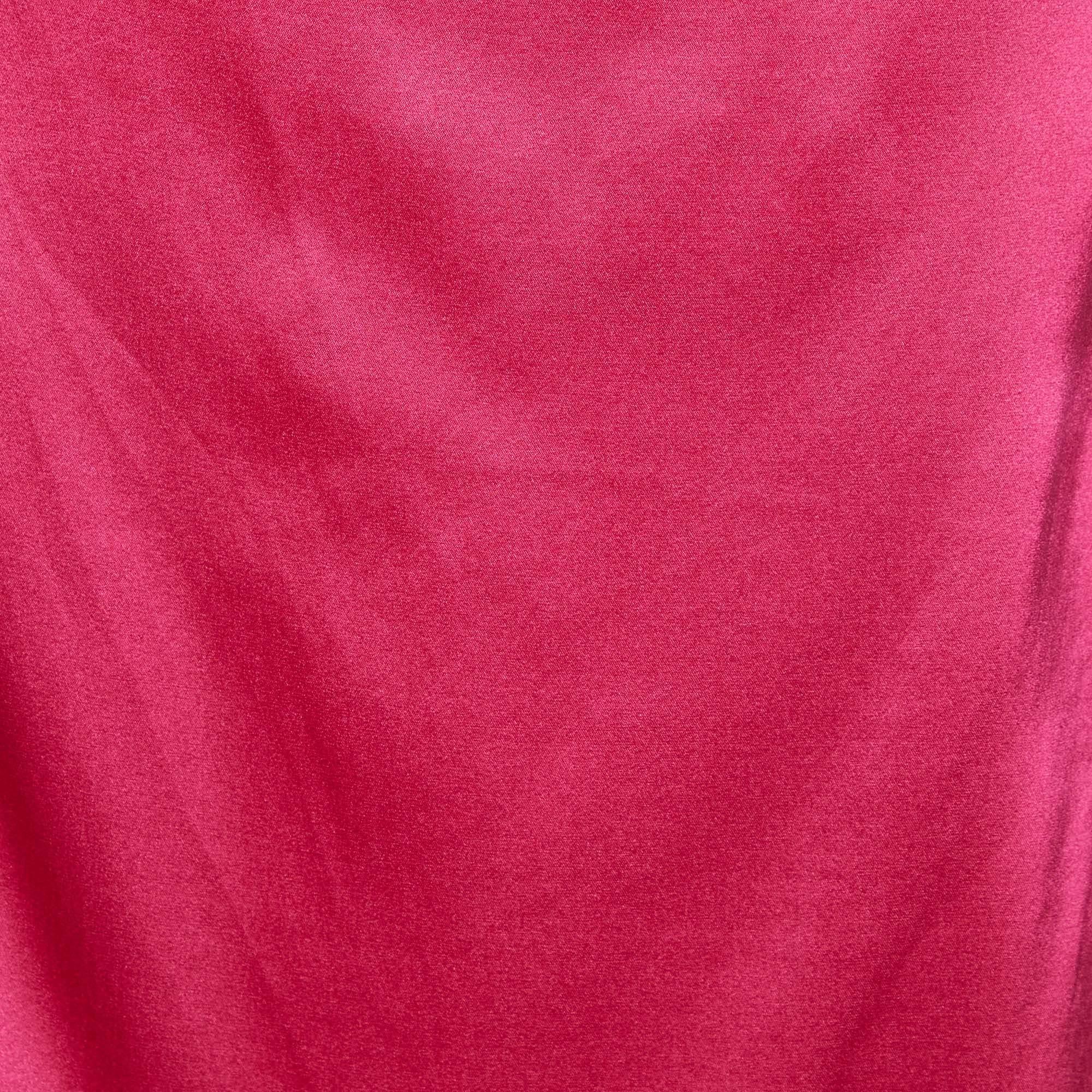 D&G Fuschia Pink Silk Satin & Lace Camisole L In New Condition For Sale In Dubai, Al Qouz 2