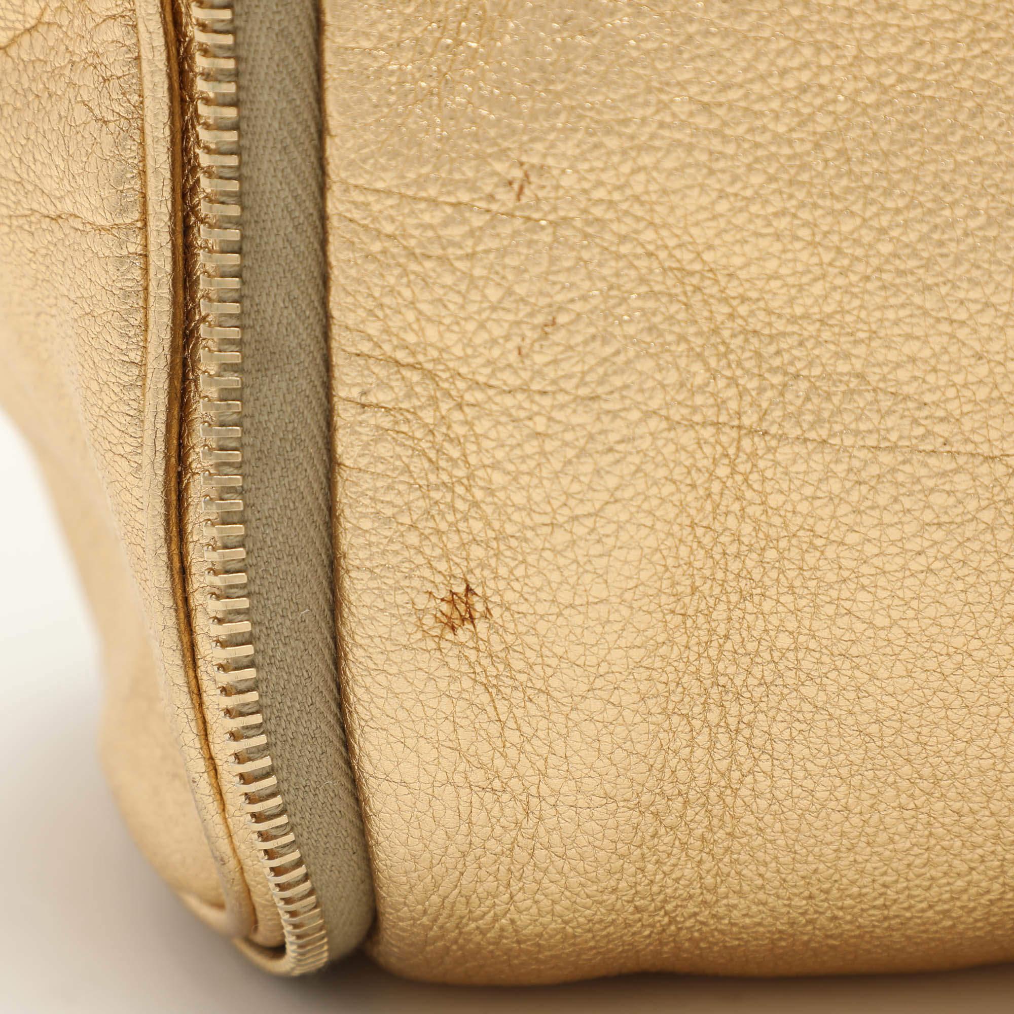 D&G Gold Leather Vilma Top Zip Satchel For Sale 1