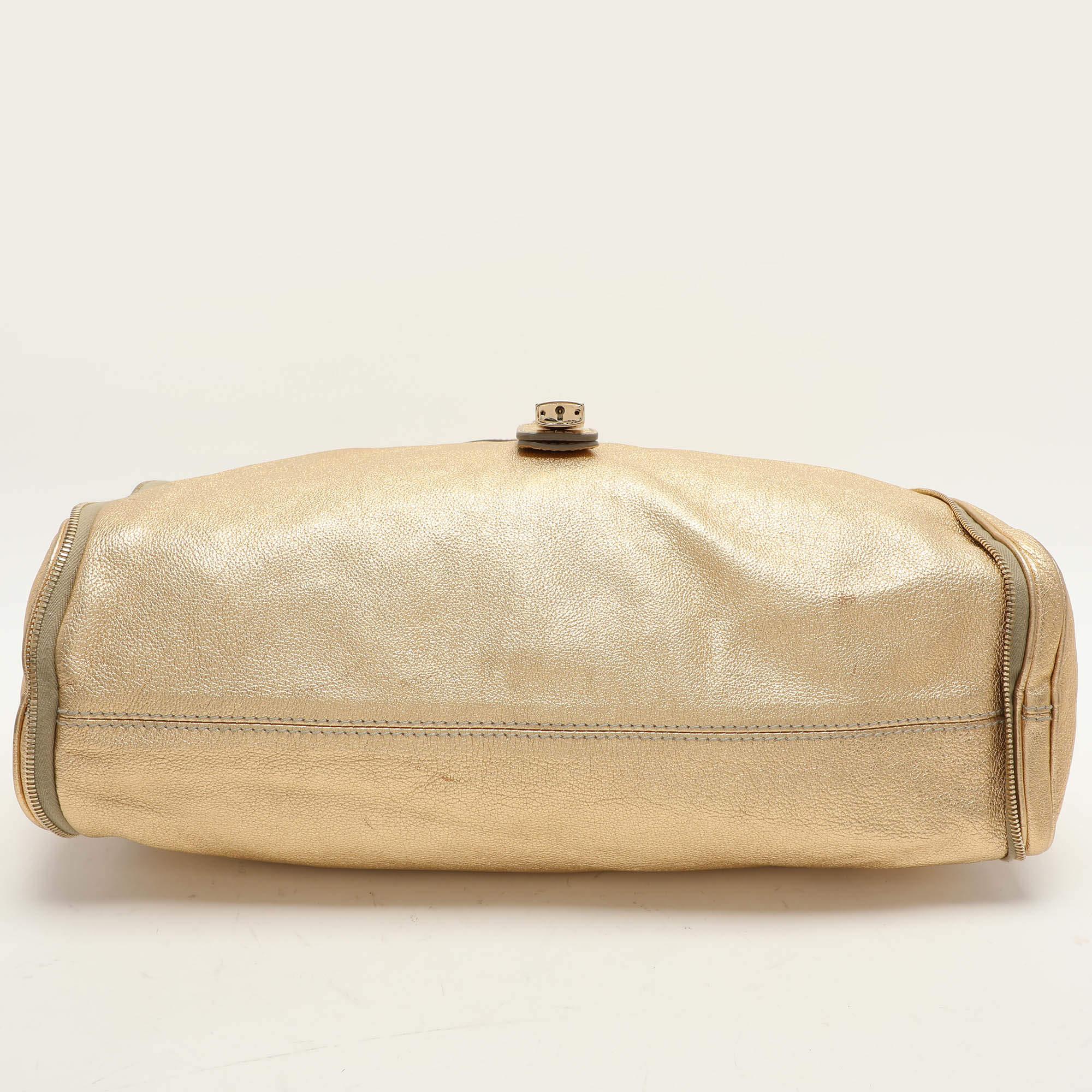 D&G Gold Leather Vilma Top Zip Satchel For Sale 4