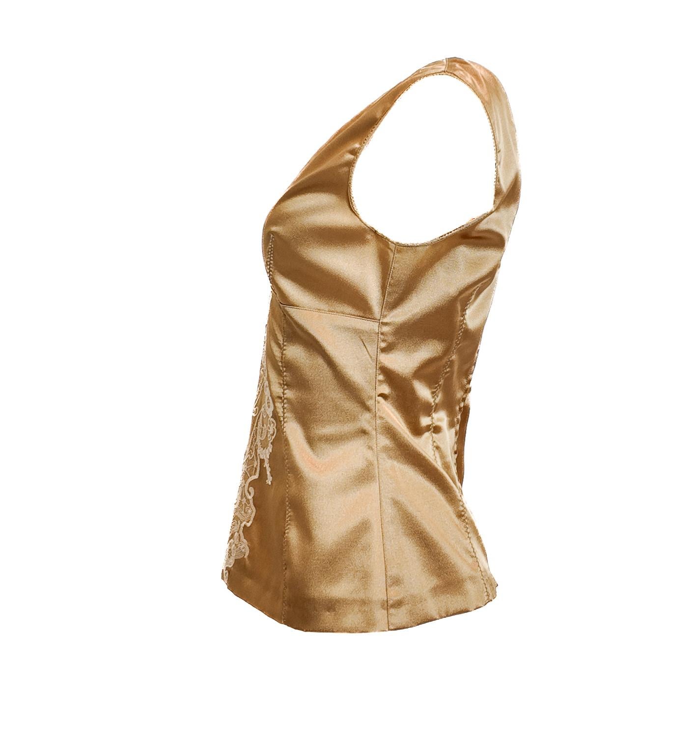 Donna D.G. Canotta in raso oro con pizzo centrale in vendita