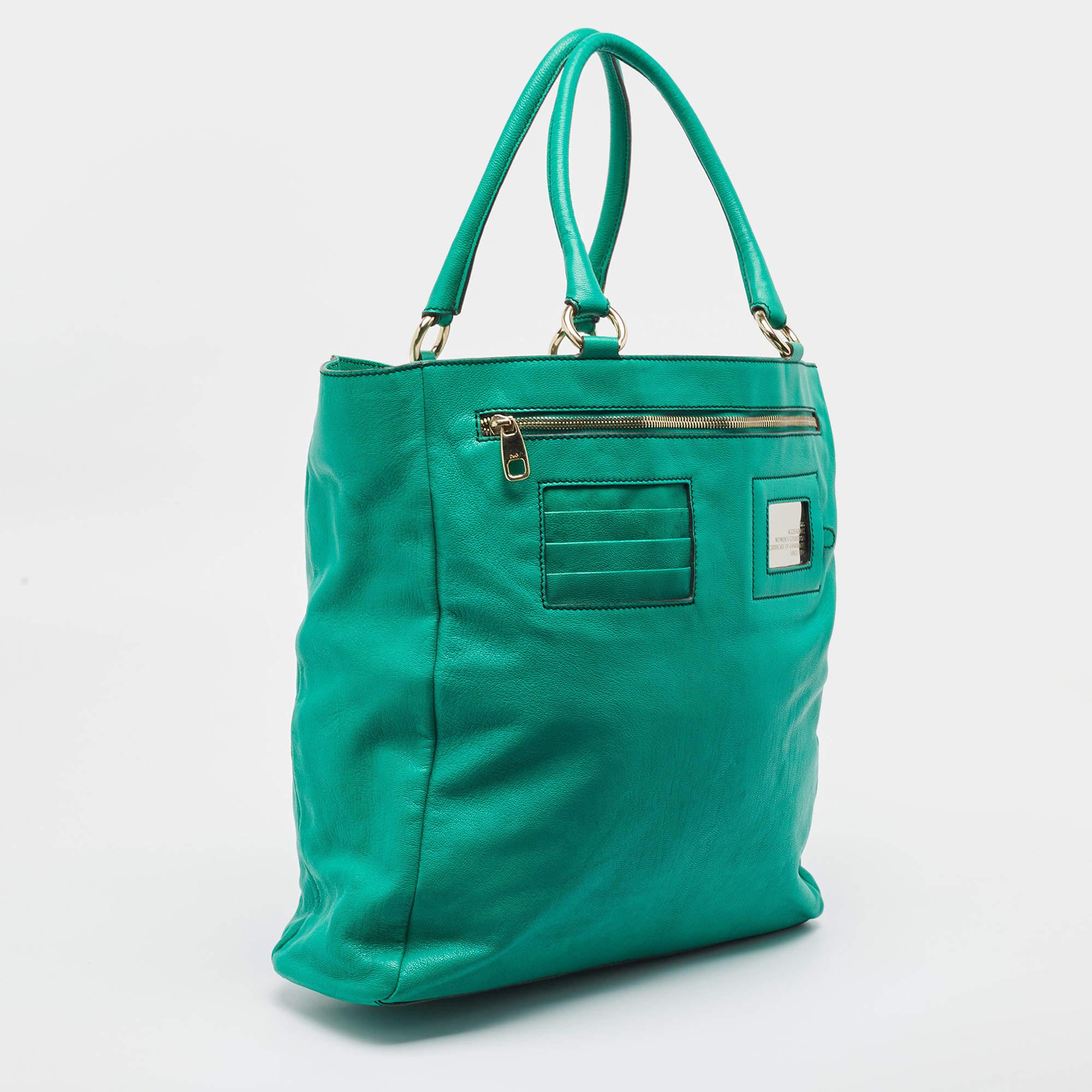 D&G Green Leather Ania Tote For Sale 9