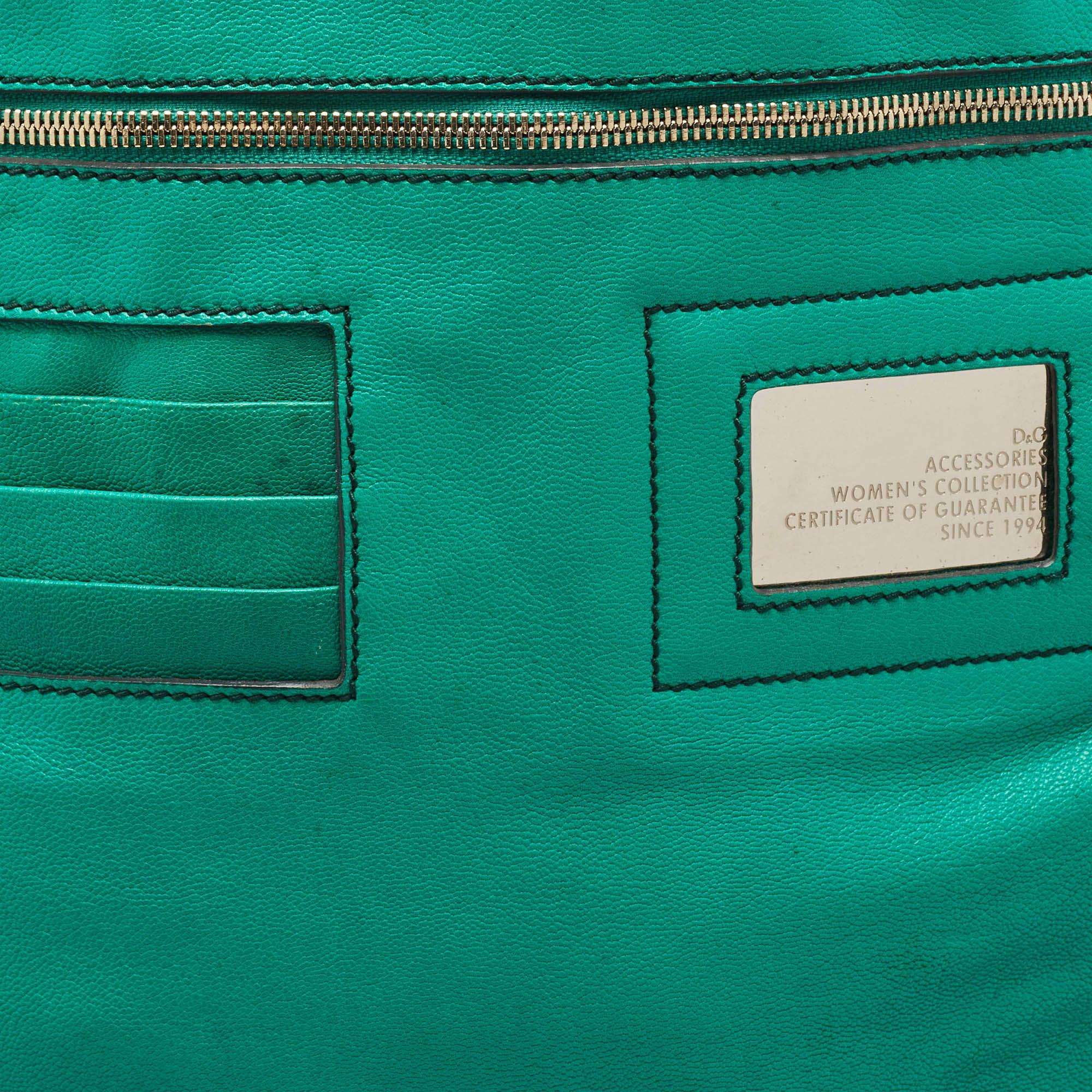 D&G Green Leather Ania Tote For Sale 10