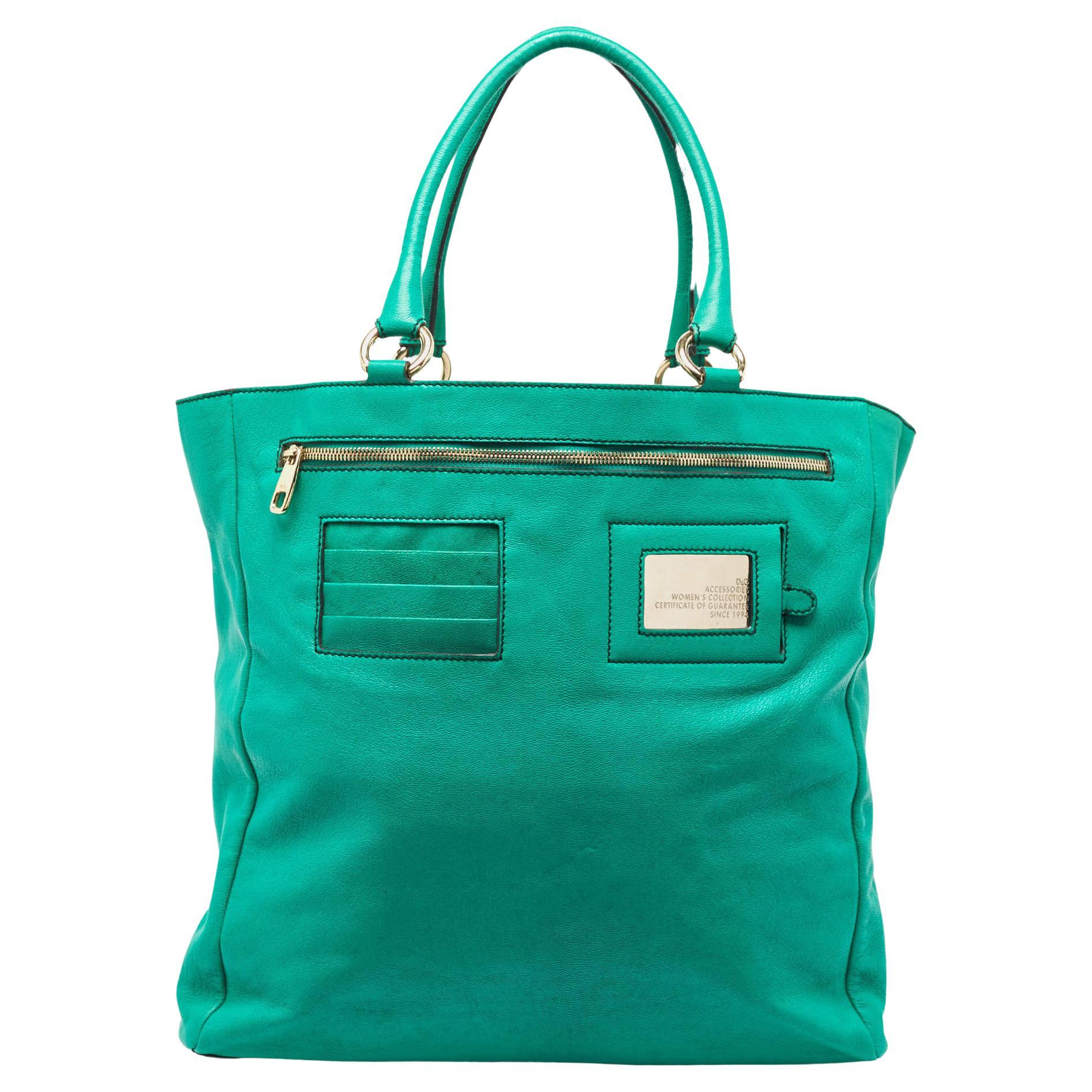 D&G Green Leather Ania Tote For Sale