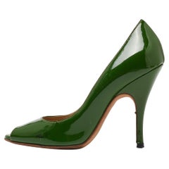 D&G Green Patent Leather Peep Toe Pumps Size 38