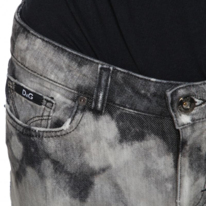 D&G Grey Acid Washed Denim Straight Fit Jeans S im Angebot 1