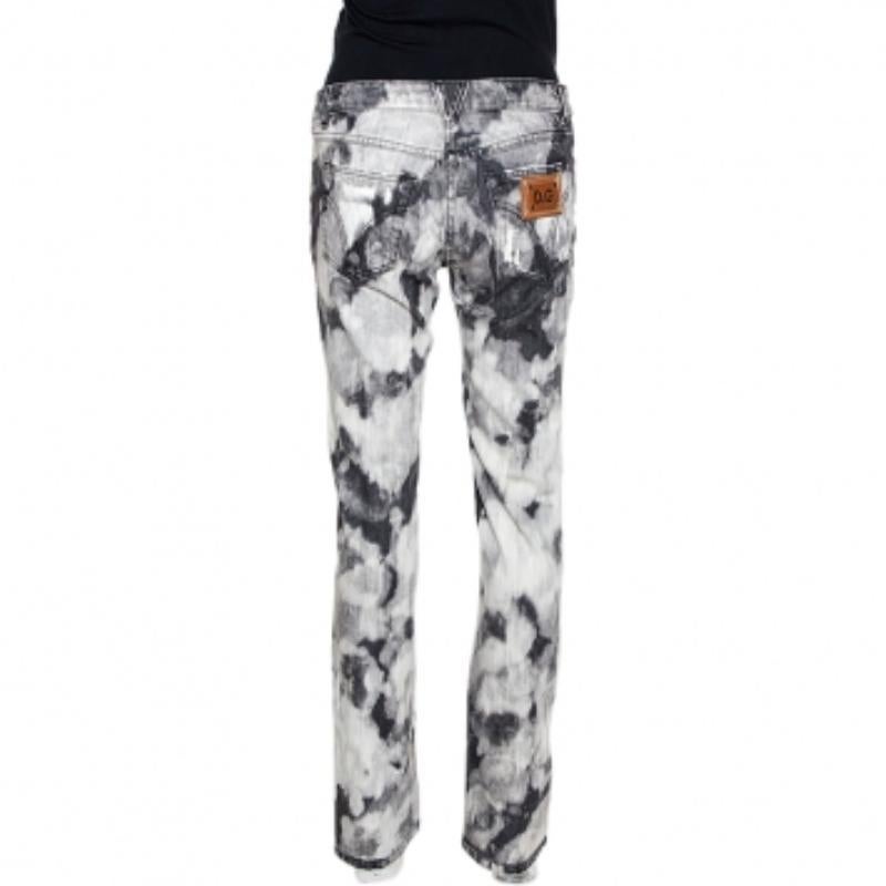 D&G Grey Acid Washed Denim Straight Fit Jeans S im Angebot 2