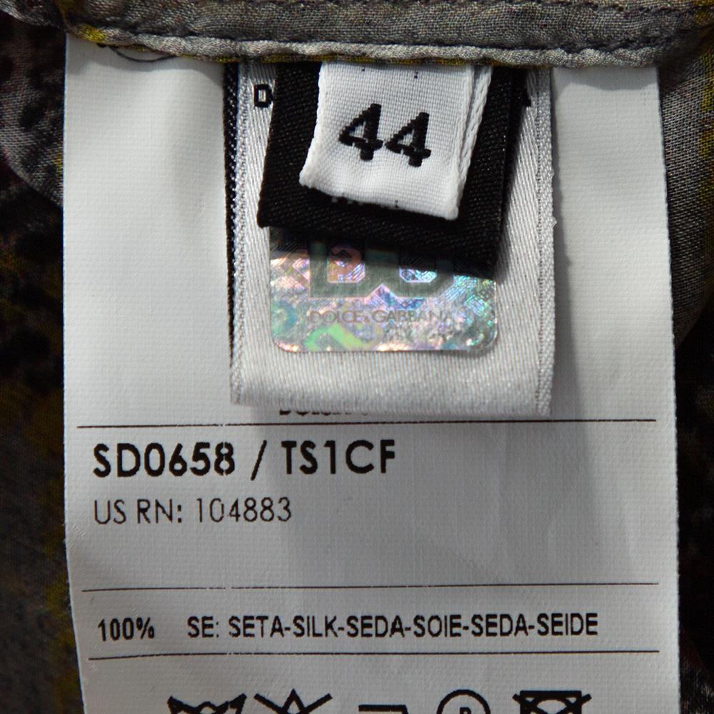D&G Vestido midi de seda con volantes y estampado de cuadros gris M en Excelente Estado en Dubai, Al Qouz 2