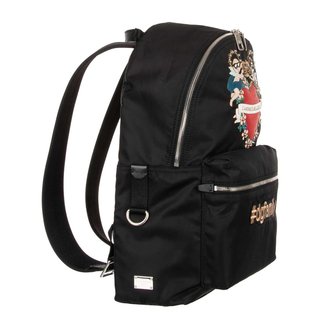 - Sacred Heart, Angels and Crown embellished nylon backpack 