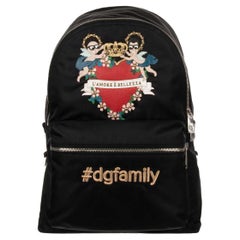 Sac à dos D&G Heart, Angels and Crown embelli L'Amore e Bellezza en tissu noir