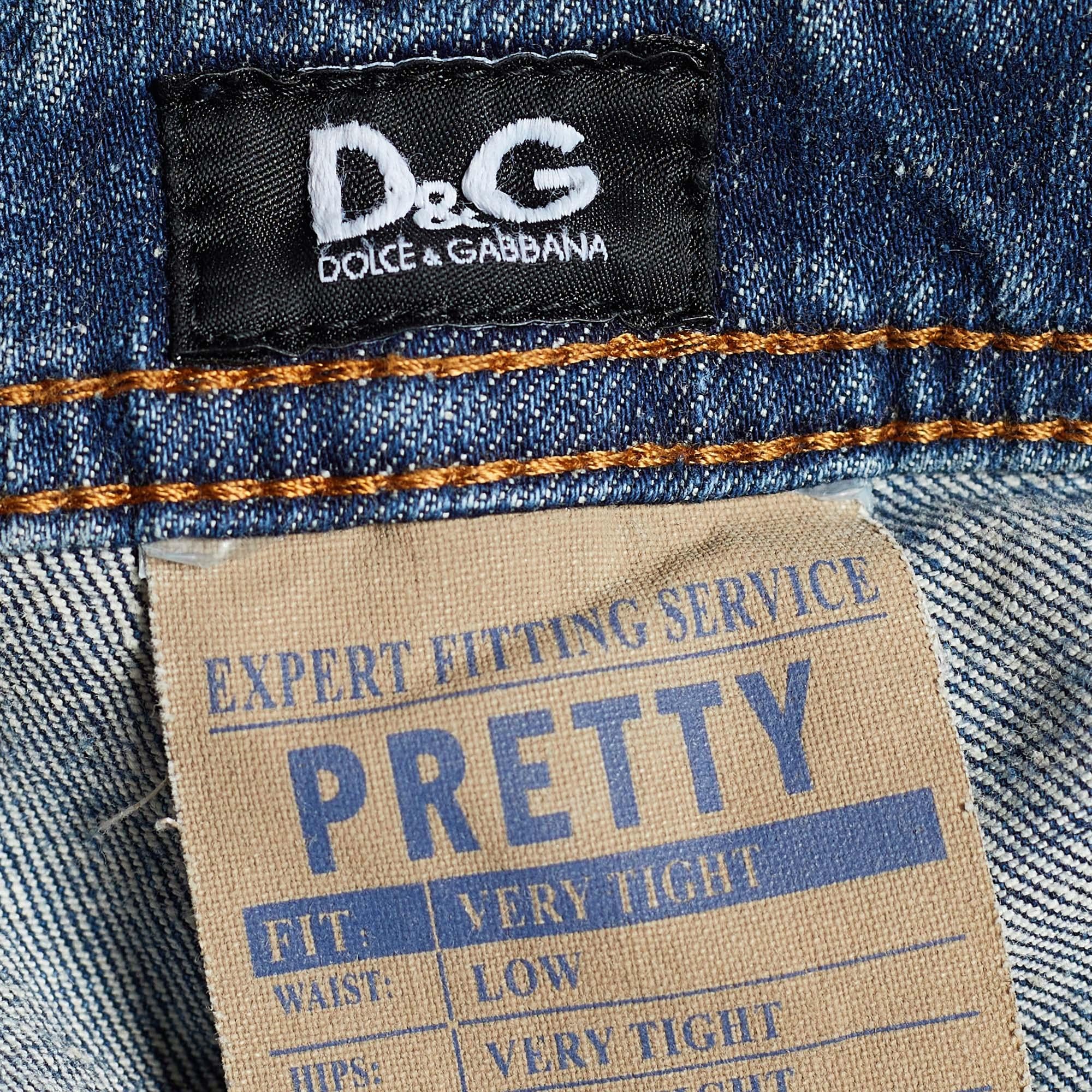 D&G Indigofarbene Jeans aus Denim im Used-Look, M Damen im Angebot