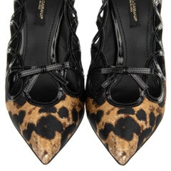 D&G Leopard Jacquard Decollete Bow Slingbacks Pumps LORI Black EUR 39