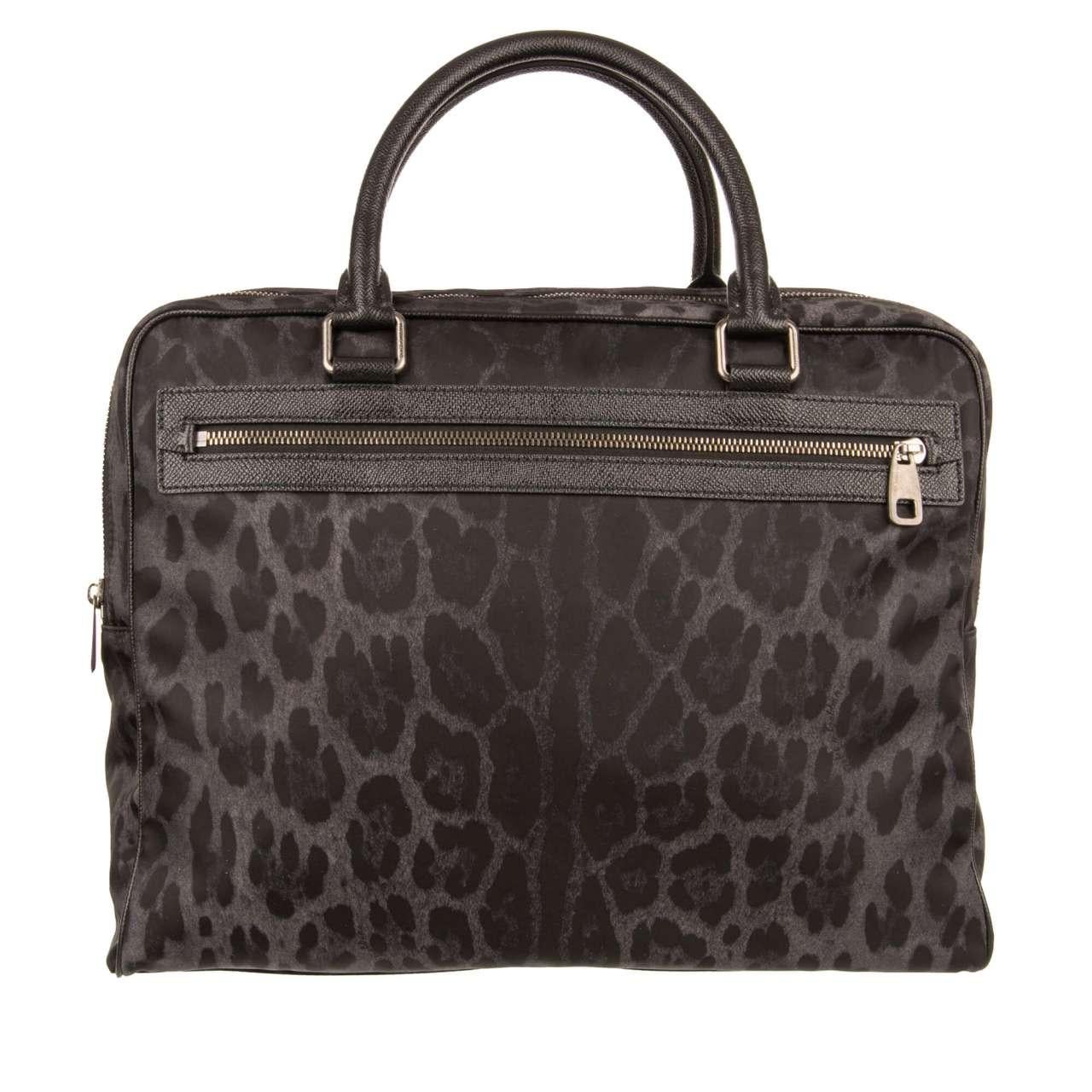 - Leopard Printed Briefcase Bag / Business Bag made of nylon with leather details, logo print, two dividers and pockets by DOLCE & GABBANA - New with Tag, Dustbag and Authenticity Card - MADE IN ITALY - Former RRP: EUR 995 - Detachable / Adjustable