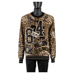 D&G Leopard Printed Sweater with Jazz Samba Music Embroidery Black Brown 46