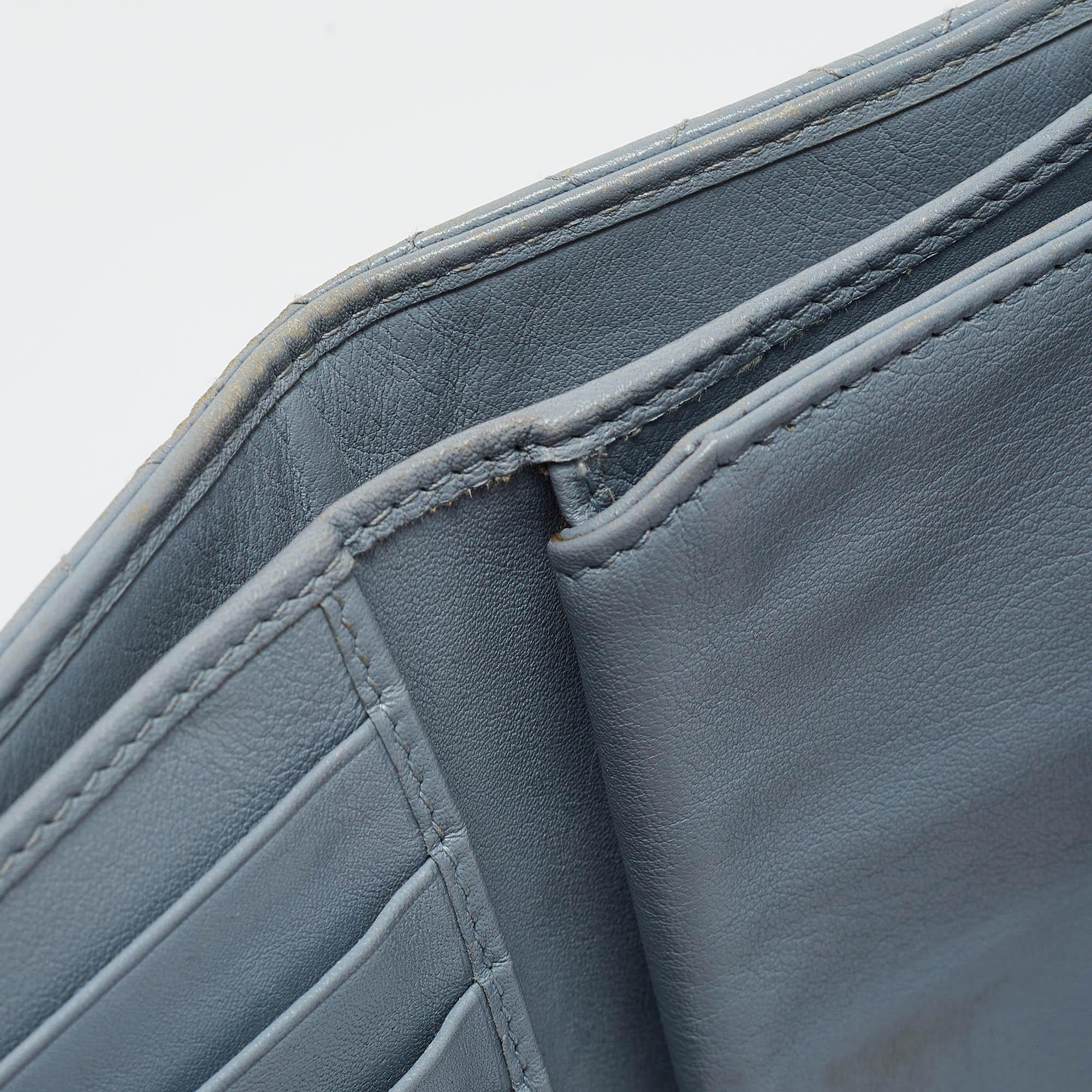 Gray D&G Light Blue Quilted Leather Continental Wallet For Sale