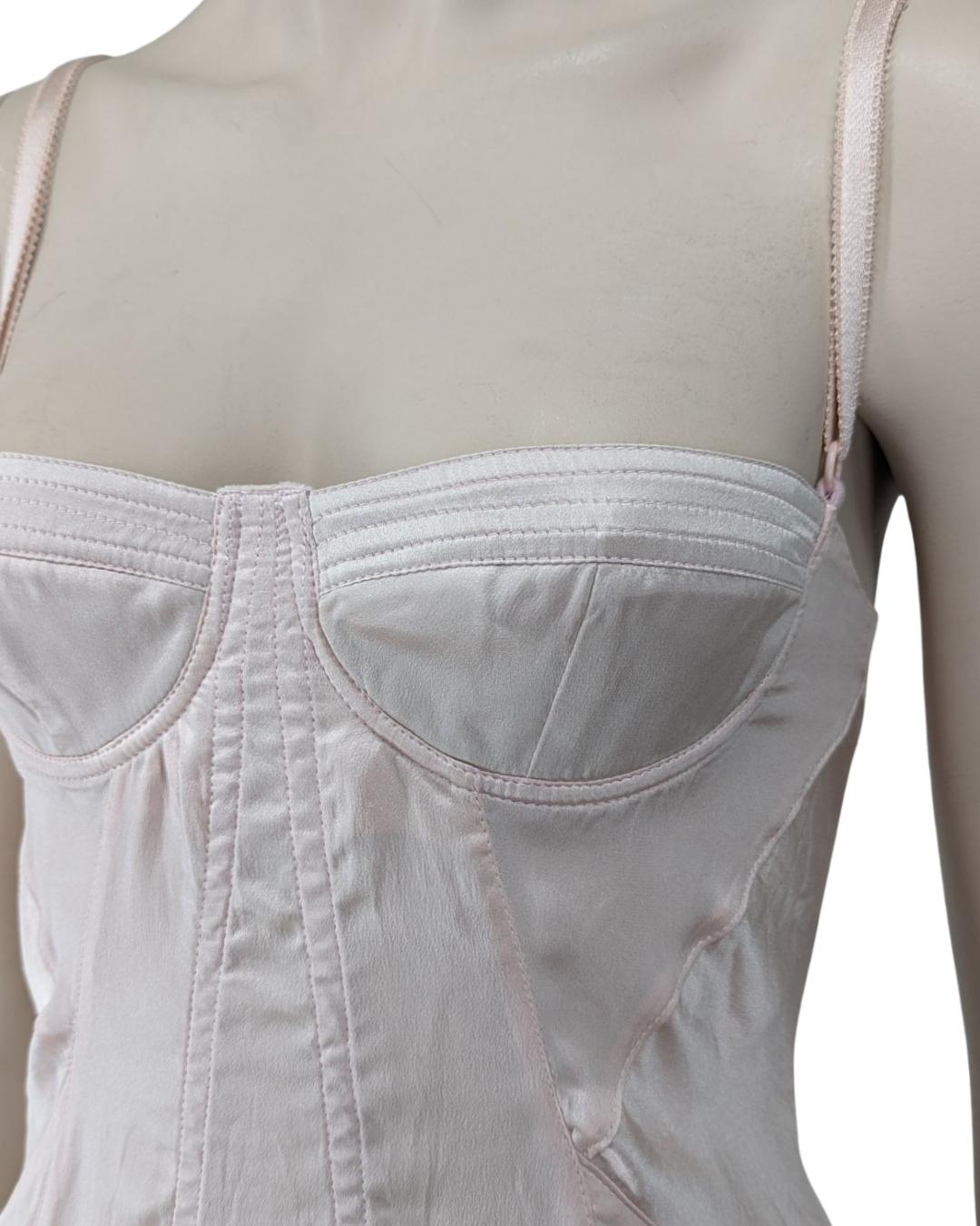 D&G Iconique robe corset en soie rose clair 6