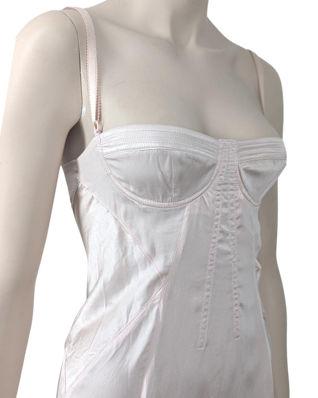 D&G Iconique robe corset en soie rose clair 7