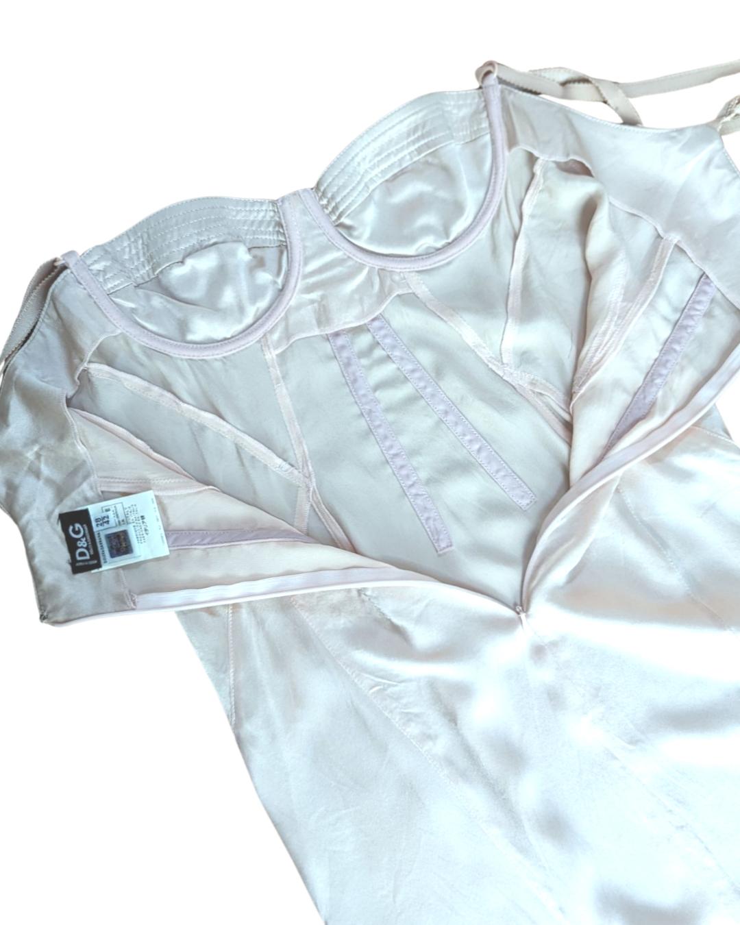 D&G Iconique robe corset en soie rose clair 10
