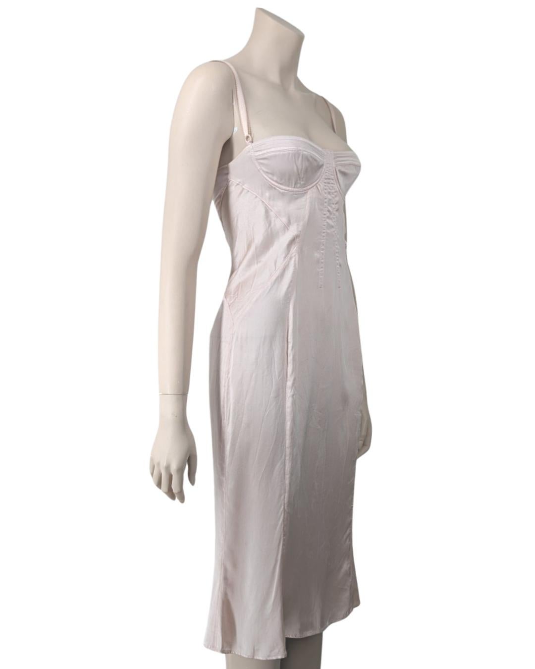 D&G Iconique robe corset en soie rose clair 1