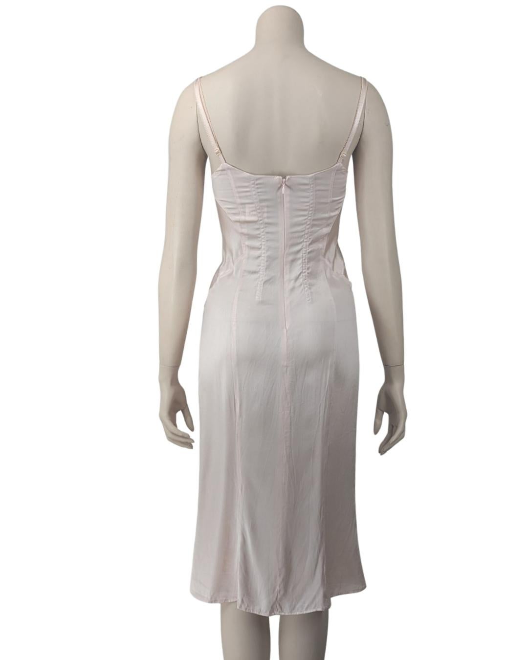 D&G Iconique robe corset en soie rose clair 2