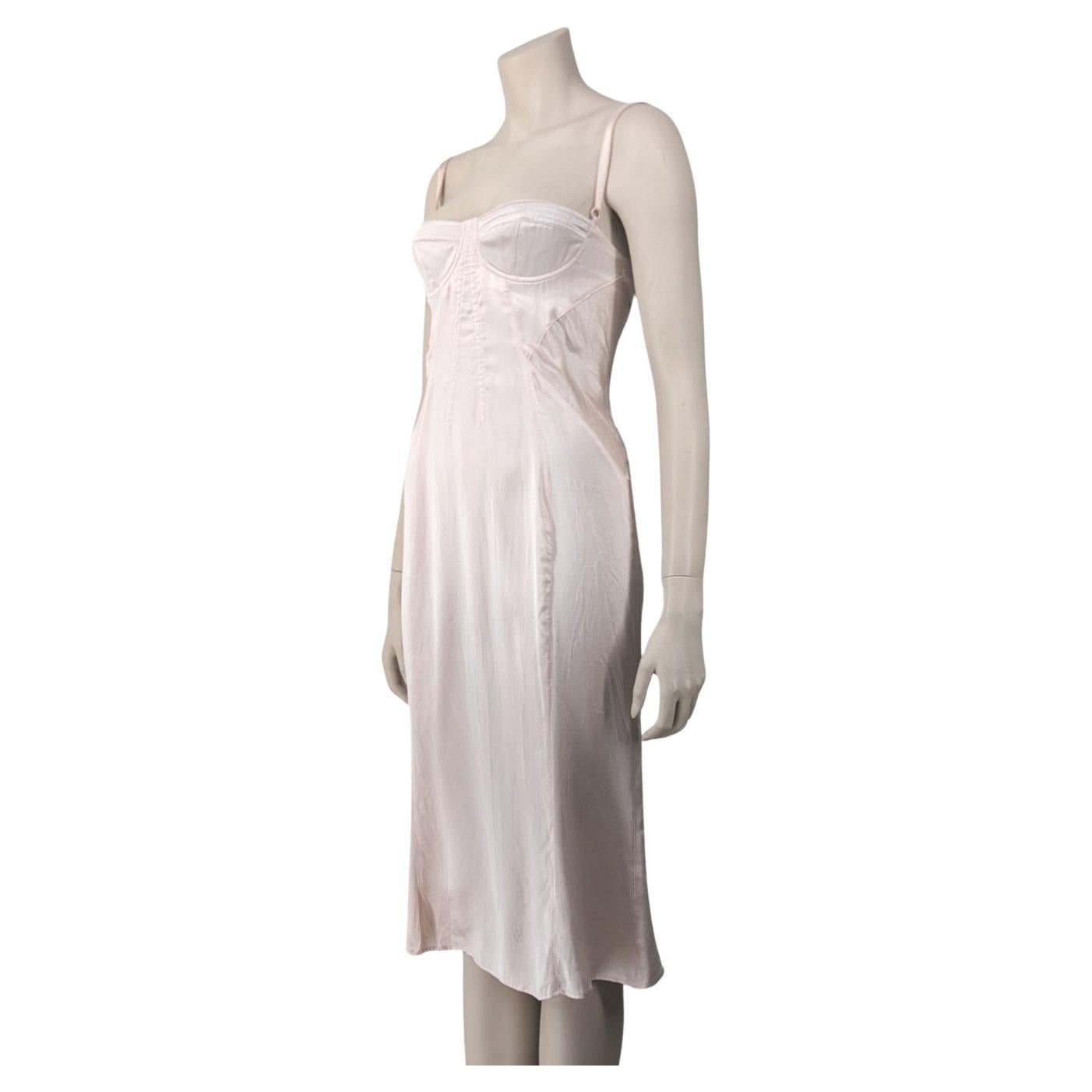D&G Light Pink Iconic Silk Corset Dress For Sale