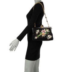 D&G - Lily Brocade Crystal Chain Snakeskin Evening Clutch Bag VANDA Black