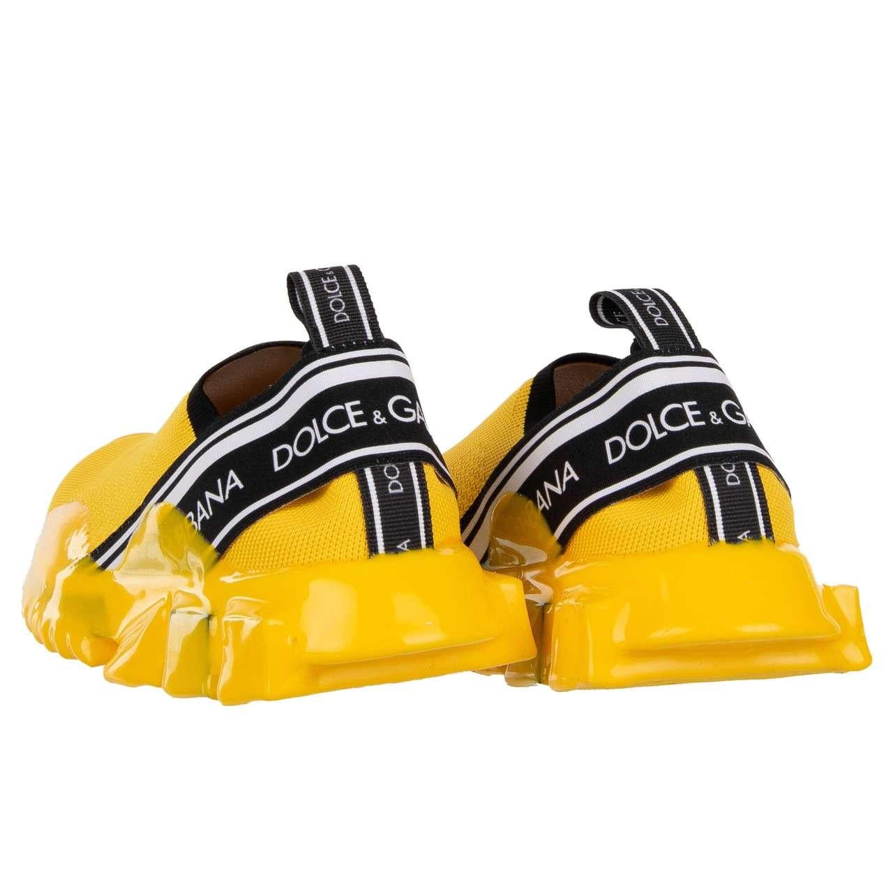 D&G Logo Slip-On Sneaker SORRENTO with Logo Stripes Yellow Black EUR 36.5 In Excellent Condition For Sale In Erkrath, DE