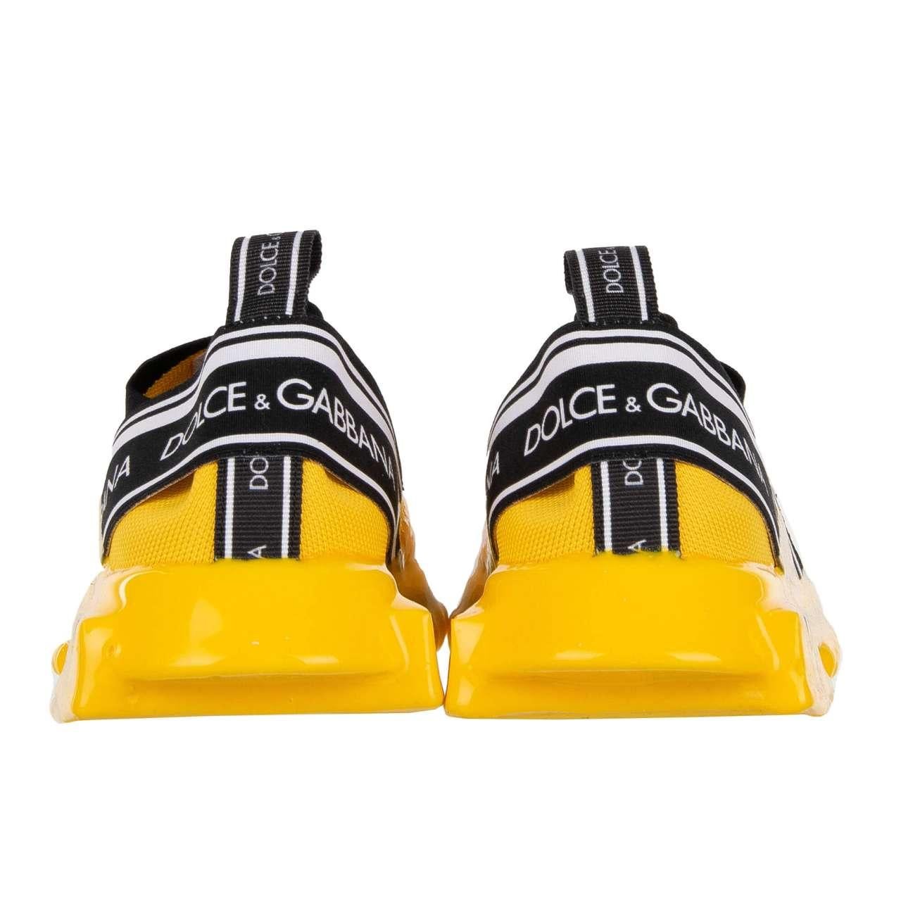 Women's D&G Logo Slip-On Sneaker SORRENTO with Logo Stripes Yellow Black EUR 36.5 For Sale