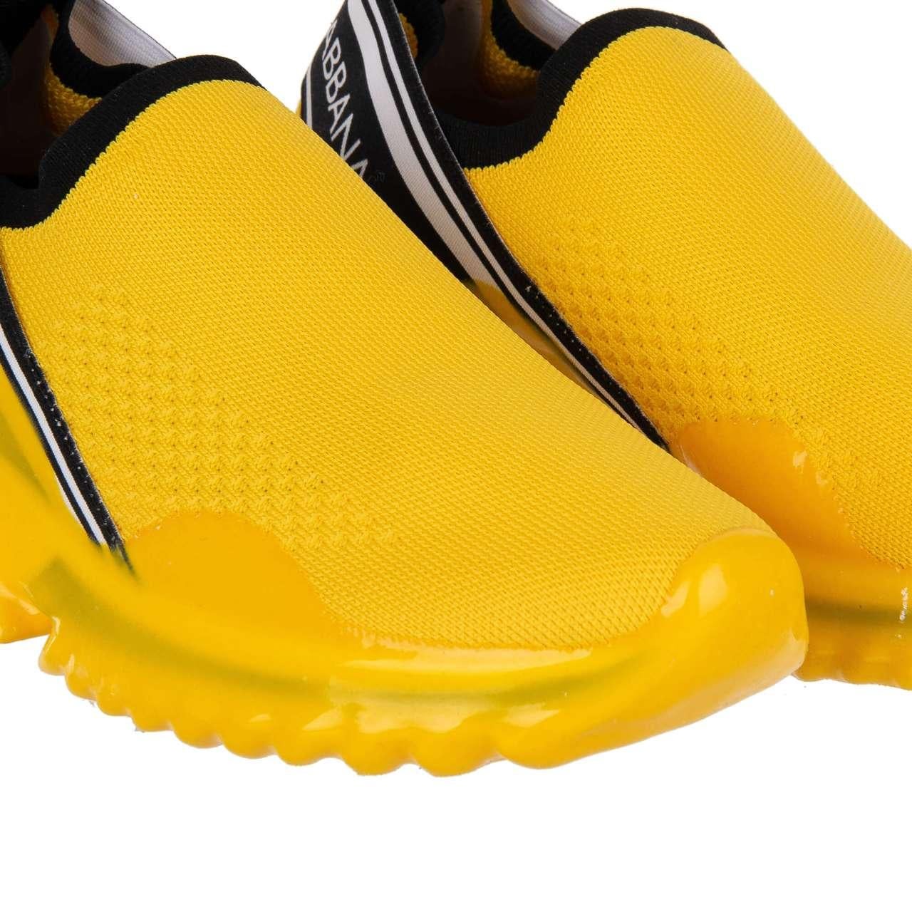 D&G Logo Slip-On Sneaker SORRENTO with Logo Stripes Yellow Black EUR 36.5 For Sale 1