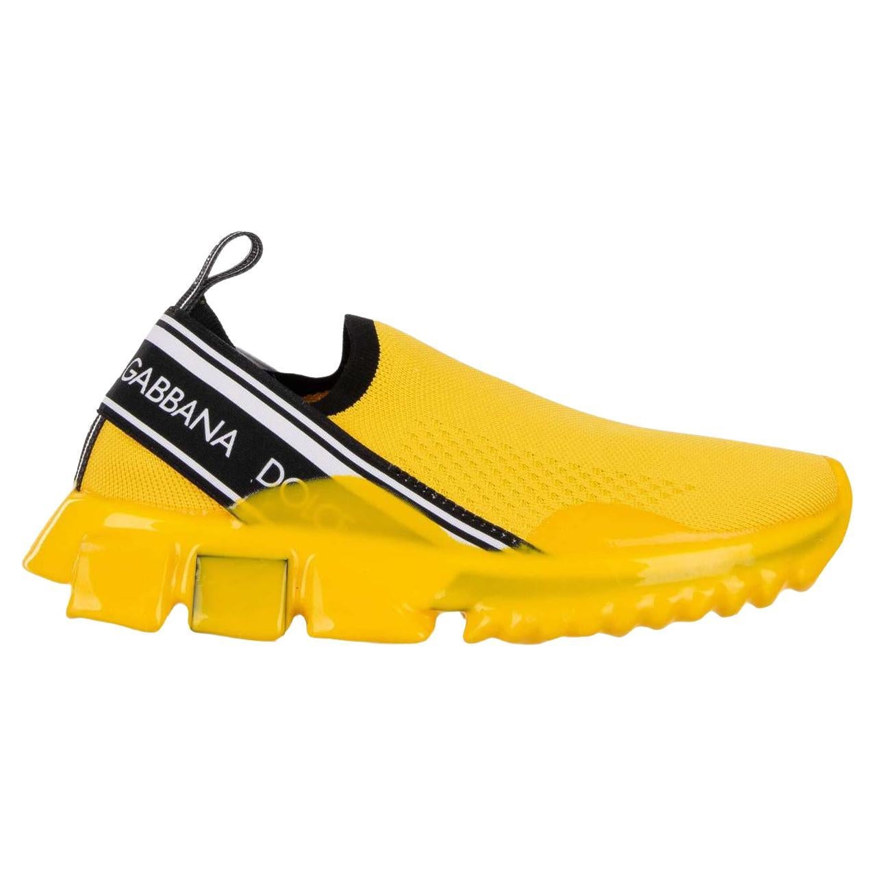 D&G Logo Slip-On Sneaker SORRENTO with Logo Stripes Yellow Black EUR 36.5 For Sale