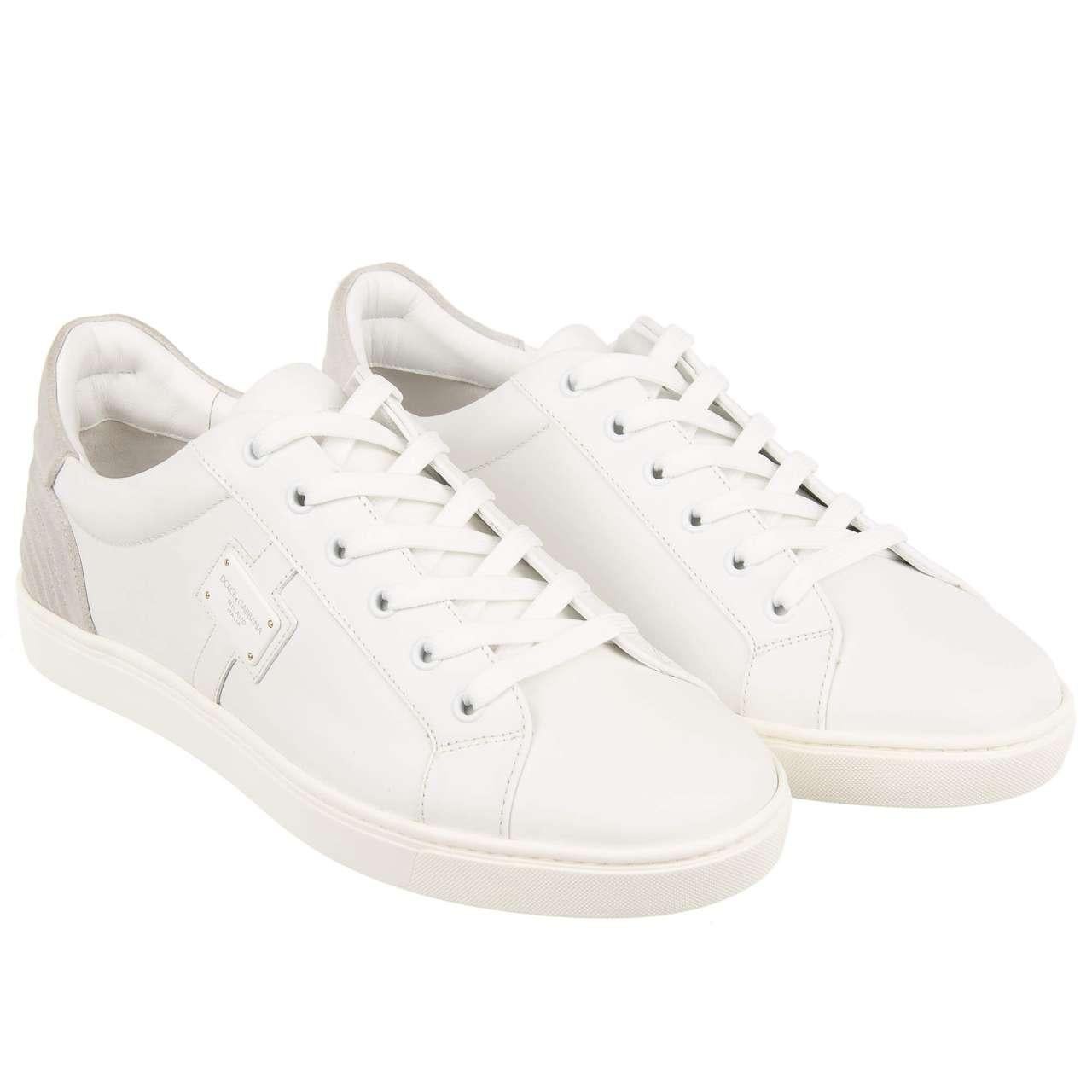 D&G Low-Top Sneaker LONDON with DG Logo Plate White Gray 41 UK 7 US 8 For Sale 3