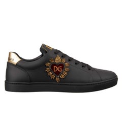 D&G - Low-Top Sneaker LONDON with Logo Heart Embroidery Black Gold EUR 40