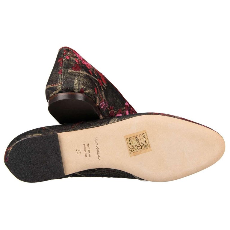 Ballerines Dolce & Gabbana Audrey Lurex Brodées Or Rouge - Neuf Avec Emballage
