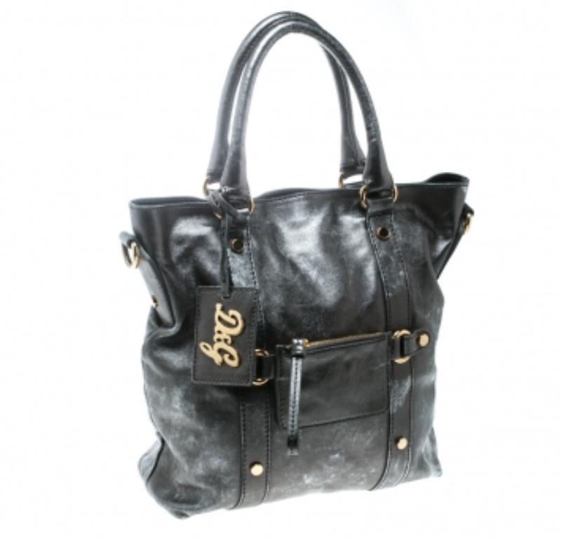 D&G Borsa messenger in pelle grigia metallizzata Golden Box in vendita 5
