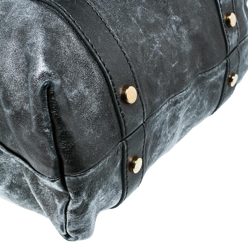 D&G Metallic Grey Leather Golden Box Messenger Bag 2