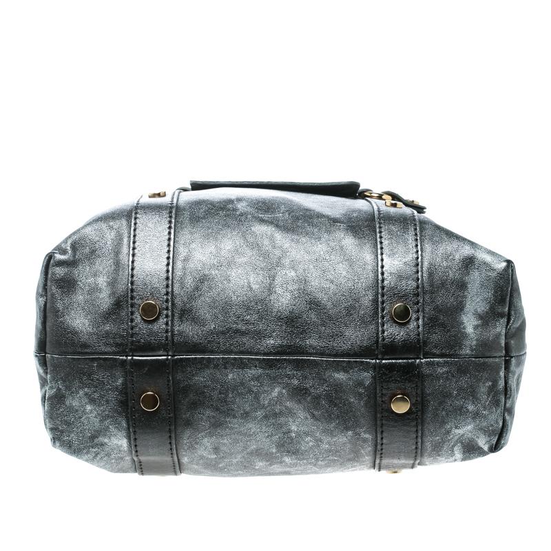 D&G Golden Box Messenger Bag aus Metallic-Grauem Leder 1