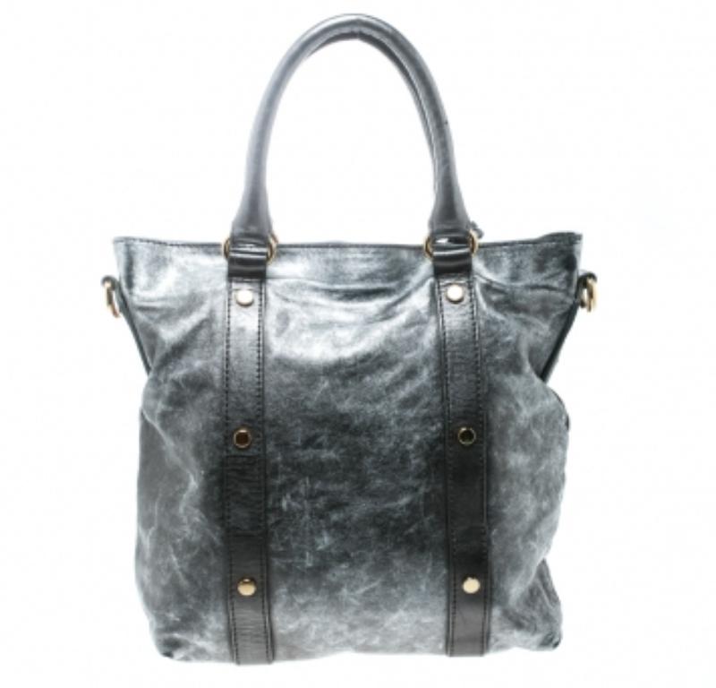 D&G Borsa messenger in pelle grigia metallizzata Golden Box in vendita 4