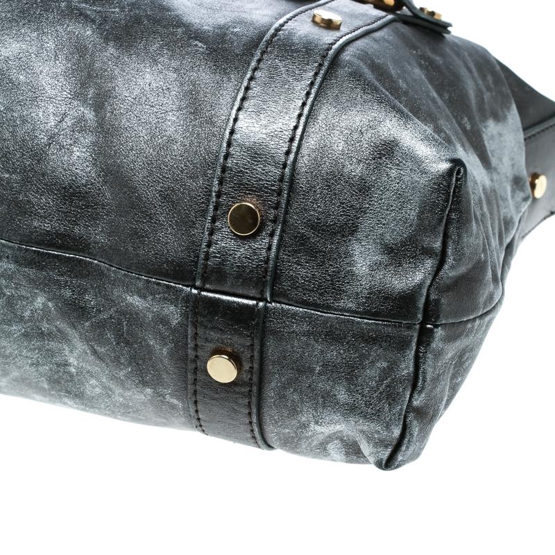 D&G Metallic Grey Leather Golden Box Messenger Bag 1