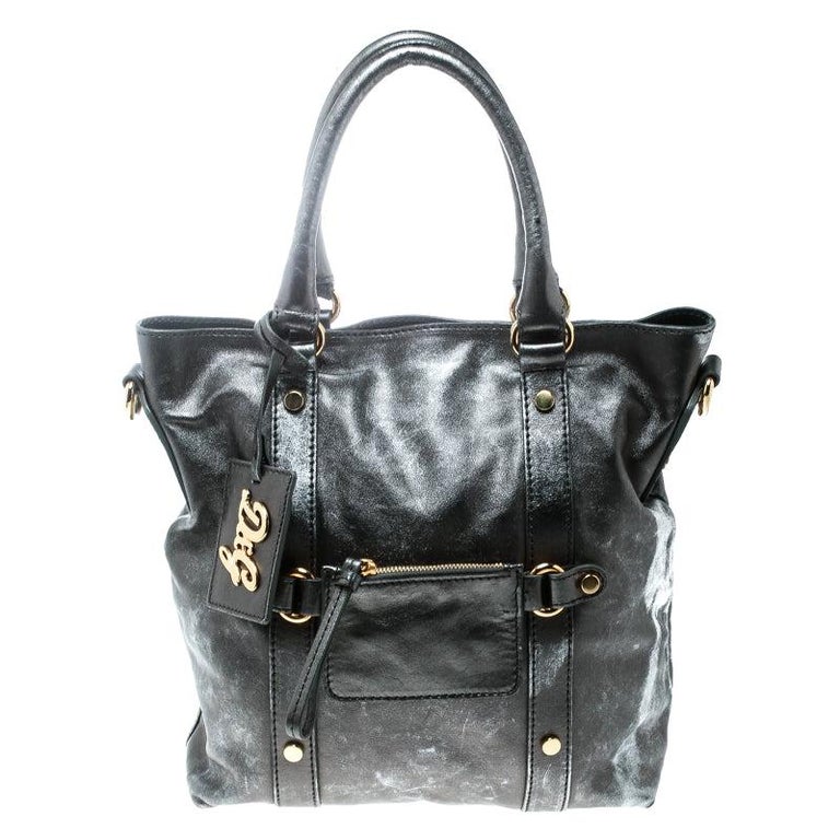 D&G Metallic Grey Leather Golden Box Messenger Bag For Sale at 1stDibs