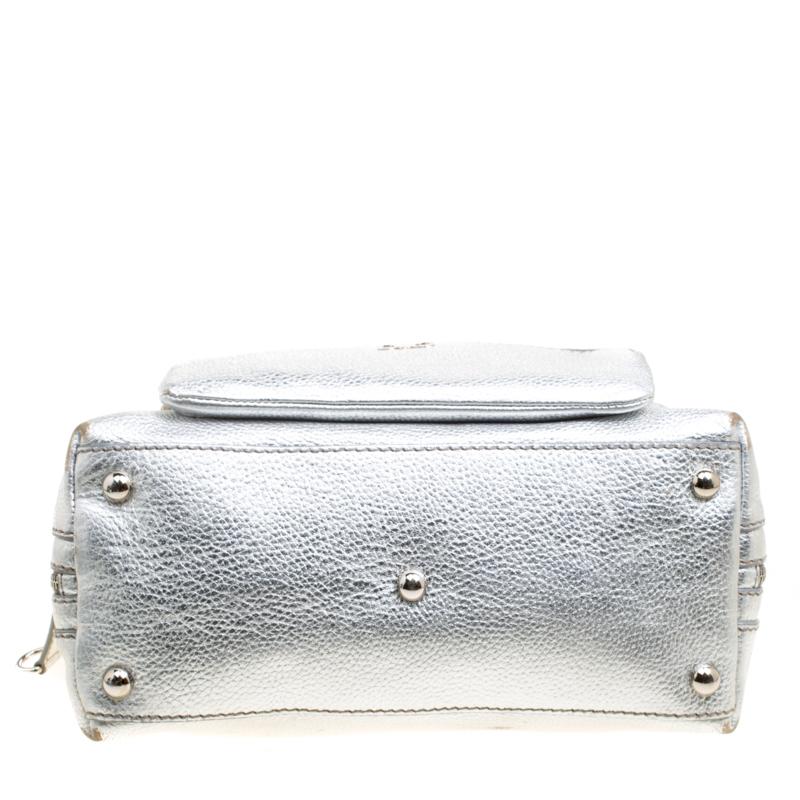 D&G Metallic Silver Leather Mindy Satchel 7