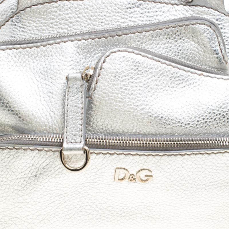 D&G Metallic Silver Leather Mindy Satchel 4